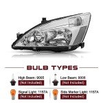 JSBOYAT Headlight Assembly Pair for Honda Accord 2003-2007