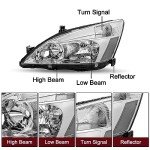JSBOYAT Headlight Assembly Pair for Honda Accord 2003-2007