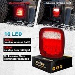 Partsam 2x 16 LED Red/White Tail Light Lamps