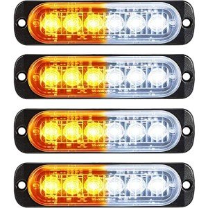 Amber LED Strobe Lights for Emergency Vehicles (4 Pack)