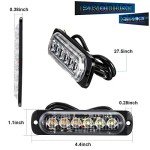 Amber LED Strobe Lights for Emergency Vehicles (4 Pack)