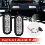4Pcs 6.3" Oval 24 LED Trailer Tail Lights