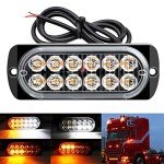 12 LED Amber White Strobe Lights for Vehicles
