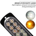 12 LED Amber White Strobe Lights for Vehicles