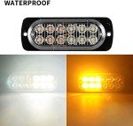 12 LED Amber White Strobe Lights for Vehicles