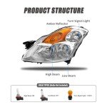 ADCARLIGHTS Headlight Assembly for 2007-2009 Nissan Altima