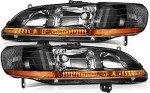 Honda Accord 1998-2002 Black Headlight Assembly Set