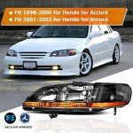 Honda Accord 1998-2002 Black Headlight Assembly Set