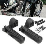 KIMISS Black Foldable Motorcycle Foot Pegs for Bars