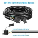 26FT Waterproof 4 Pin Trailer Wiring Harness Kit