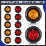 12 Pcs LED Trailer Marker Lights - Amber & Red