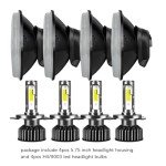 5.75" Round Headlight Housing with H4 Bulbs