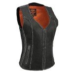 Milwaukee Women's Distress Grey Motorcycle Vest - Large