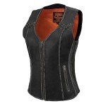 Milwaukee Women's Distress Grey Motorcycle Vest - Large