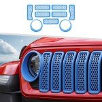 Light Blue Headlight Covers & Grill Inserts for Jeep Wrangler