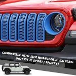 Light Blue Headlight Covers & Grill Inserts for Jeep Wrangler
