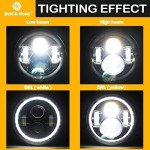7-Inch LED Headlight with Halo Angel Eye Lights