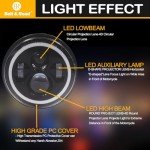 7-Inch LED Headlight with Halo Angel Eye Lights