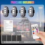 4PCS Wireless LED Strobe Lights with Remote Control
