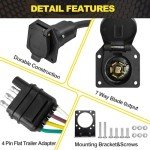 4 Pin to 7 Pin Trailer Light Adapter with Bracket