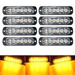 8-Pack Amber LED Strobe Lights for Vehicles