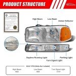 ADCARLIGHTS Headlight Assembly for 1999-2006 GMC Sierra