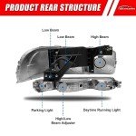 ADCARLIGHTS Headlight Assembly for 1999-2006 GMC Sierra