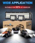 LEDKITO 12" Light Bar with 2 LED Pods Kit