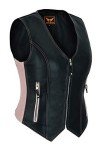 A&H Women's Leather Motorcycle Vest with Gun Pocket