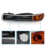 GMC Sierra Yukon XL Black Front Bumper Lights Set