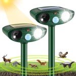 2 Pack Ultrasonic Solar Animal Repellers with Motion Sensor