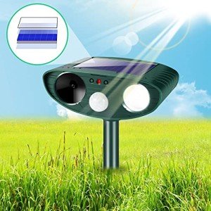 2 Pack Ultrasonic Solar Animal Repellers with Motion Sensor