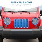 Light Blue Jeep JK Grill Inserts & Headlight Trim