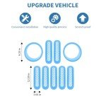 Light Blue Jeep JK Grill Inserts & Headlight Trim