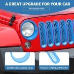 Light Blue Jeep JK Grill Inserts & Headlight Trim