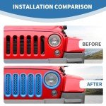 Light Blue Jeep JK Grill Inserts & Headlight Trim