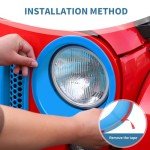 Light Blue Jeep JK Grill Inserts & Headlight Trim