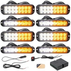 Amber White LED Strobe Light Kit for Vehicles
