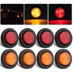 8-Pack 2-Inch Round LED Trailer Marker Lights