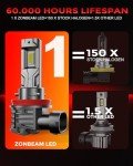 ZONBEAM H11 Upgrade Bulbs, 24000lm Brightness, 2-Pack