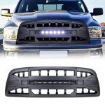 Matte Black Armor Grille with LED Lights for Dodge Ram 1500