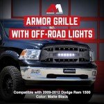 Matte Black Armor Grille with LED Lights for Dodge Ram 1500