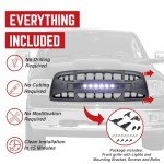 Matte Black Armor Grille with LED Lights for Dodge Ram 1500
