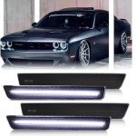 4 PCS White LED Side Marker Lights for Dodge Challenger
