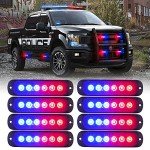 8PCS LED Emergency Strobe Lights for Vehicles