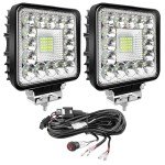Powerful 4-Inch LED Work Lights, 2-Pack