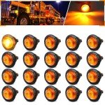 Amber Round LED Trailer Side Marker Lights - 20Pcs