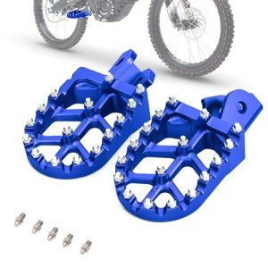 Wider CNC Motorcycle Footpegs for E-Bikes - Blue