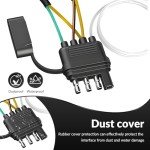 26FT 4Pin 5Wire Waterproof Trailer Wiring Harness
