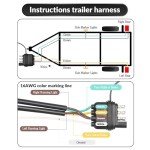 26FT 4Pin 5Wire Waterproof Trailer Wiring Harness